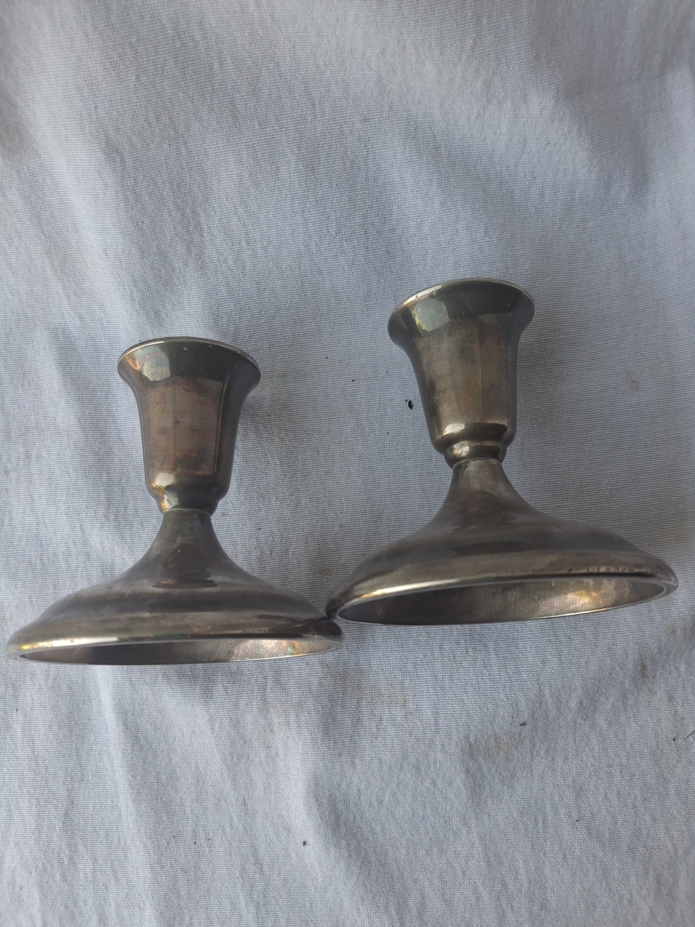 Polished Brass Metal Candle Holders - Set of 2